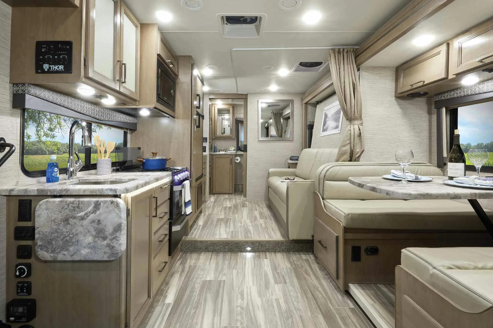 2022 Thor Four Winds Class C RV 25M Front to Back - Nautical Blue Irish Maple Cabinetry