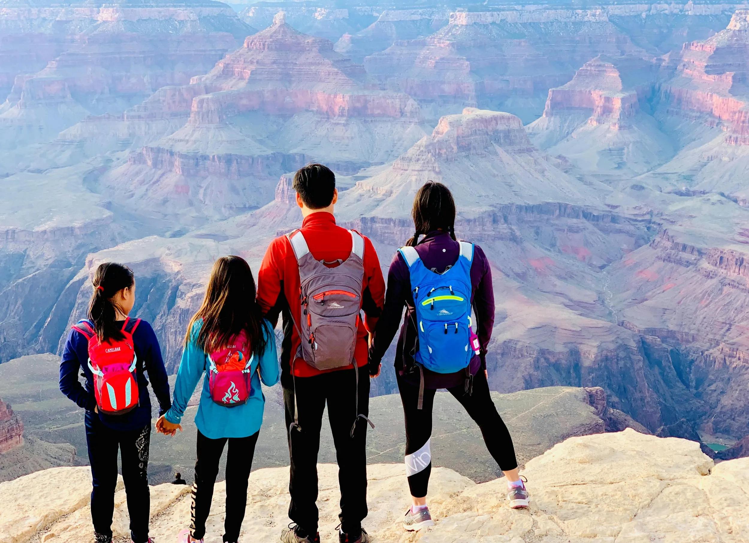 Blog RV Asian Family in front of overlook at the Grand Canyon National Park