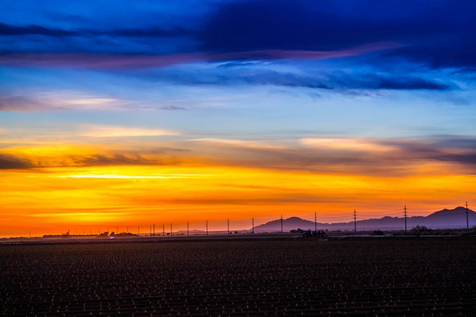 Sunset over a colorful cloudscape in twilight at Southwestern Arizona