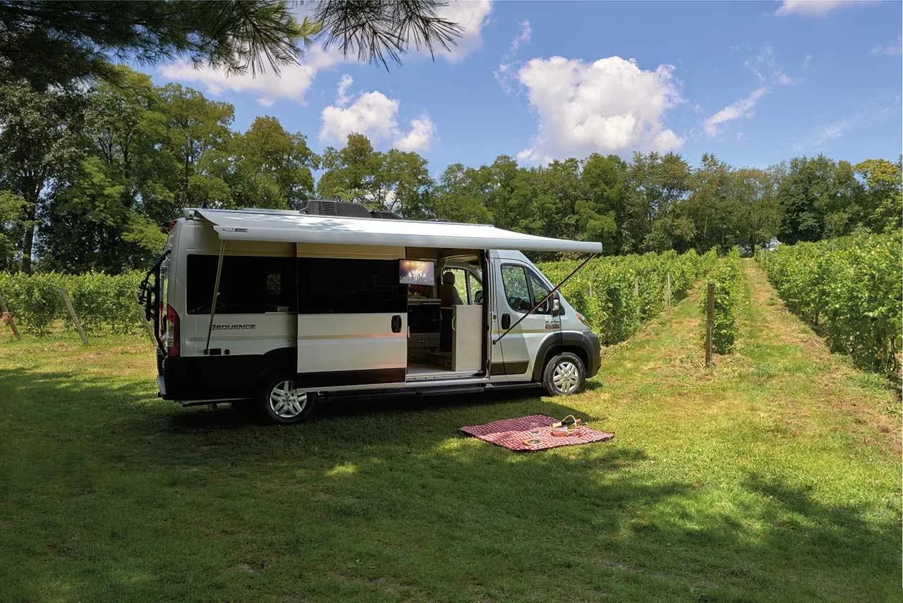 2020 Thor Sequence Class B Camper Van Lifestyle photo shoot at winery exterior