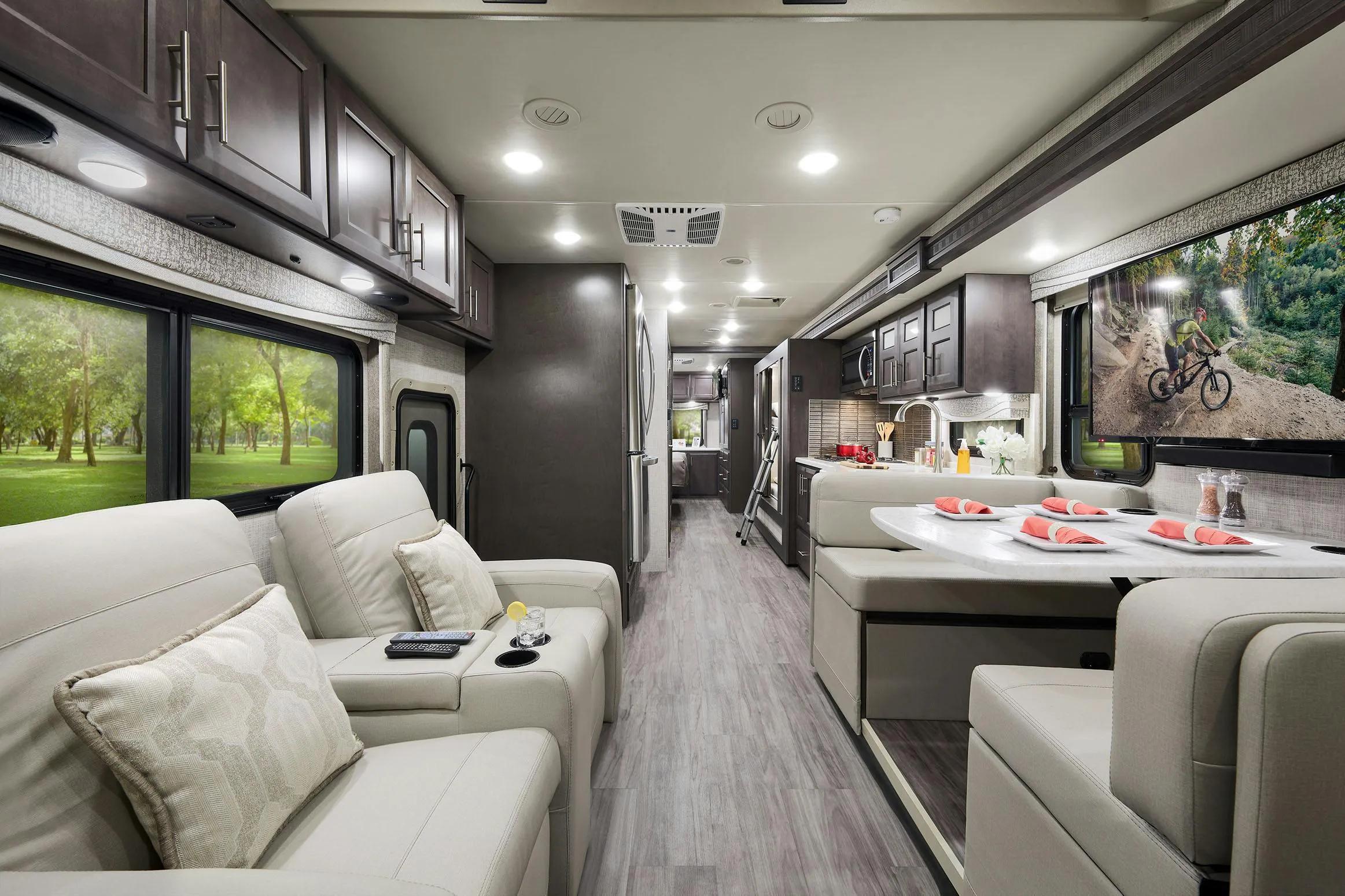 2022 Thor Pasadena Mega C Diesel RV 38BX Front to Back - Long Beach Decor Regatta Cabinetry