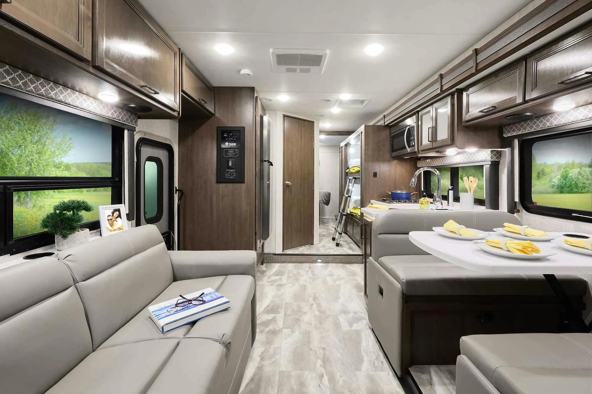 2022 Thor Quantum Class C RV LF31 Front to Back - Cloud Nine Carolina Cherry Cabinetry