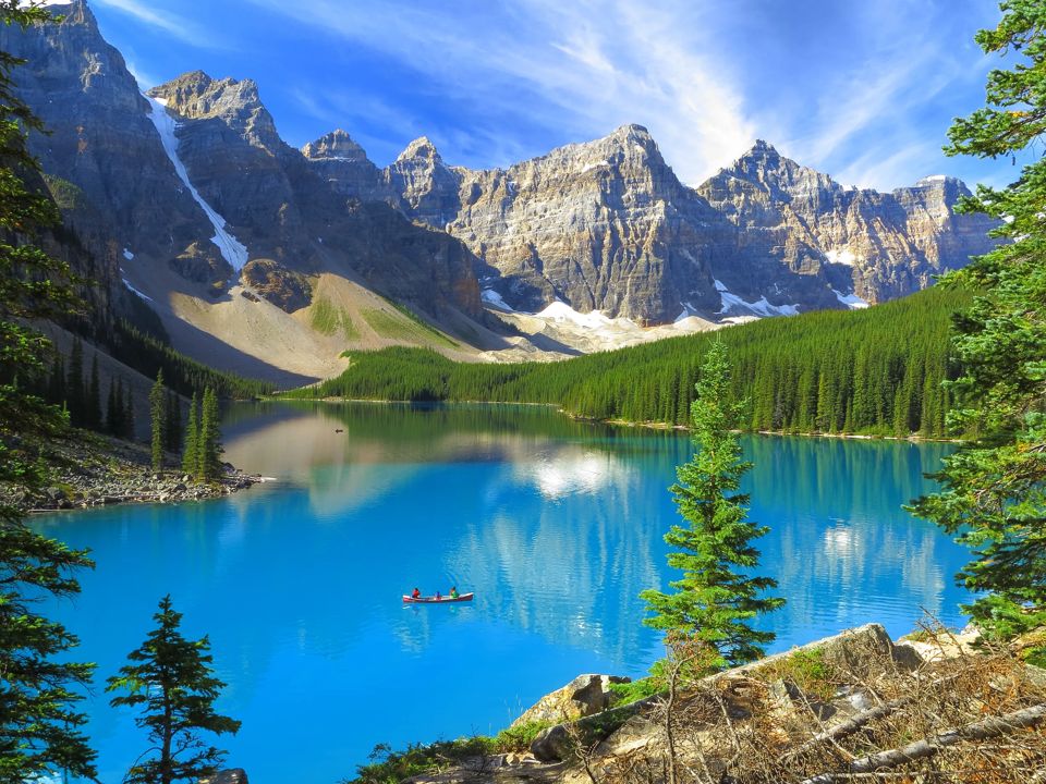 Vivid hues of Lake Moraine at Banff National Park, Canada